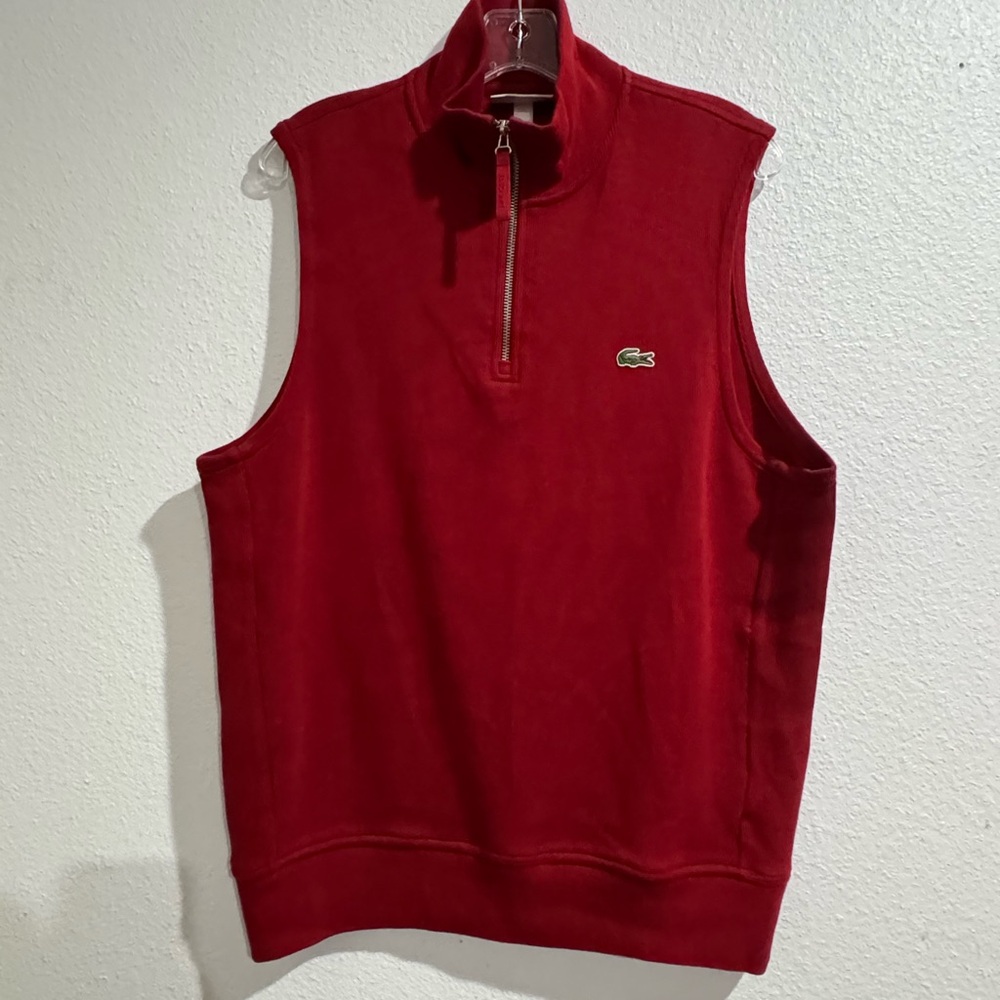 Red Lacoste Quarter Zip Vest
